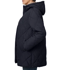 Bernardo Diamond Quilt Hooded Packable Zip Front Puffer Jacket