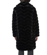 Bernardo Faux Fur Notch Collar Oversize Fit Single Breasted Coat