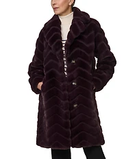 Bernardo Faux Fur Notch Collar Oversize Fit Single Breasted Coat