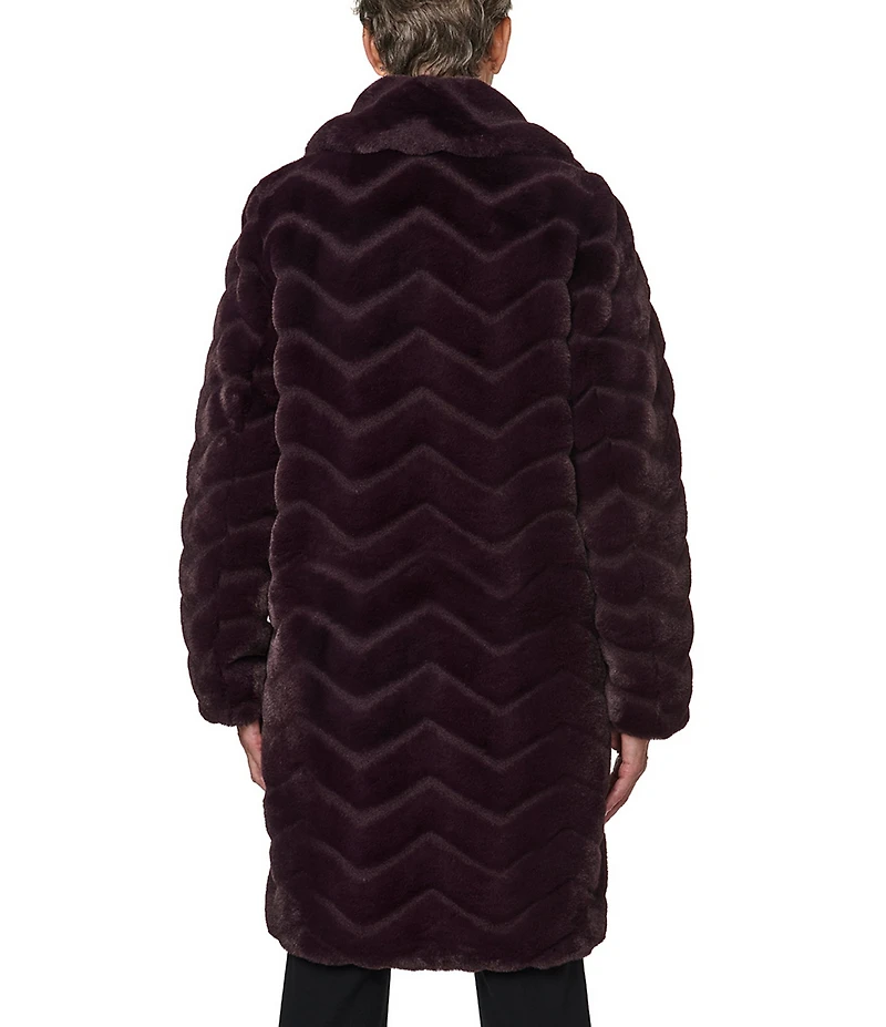 Bernardo Faux Fur Notch Collar Oversize Fit Single Breasted Coat