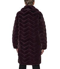 Bernardo Faux Fur Notch Collar Oversize Fit Single Breasted Coat