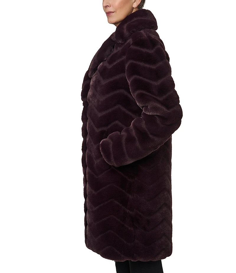 Bernardo Faux Fur Notch Collar Oversize Fit Single Breasted Coat