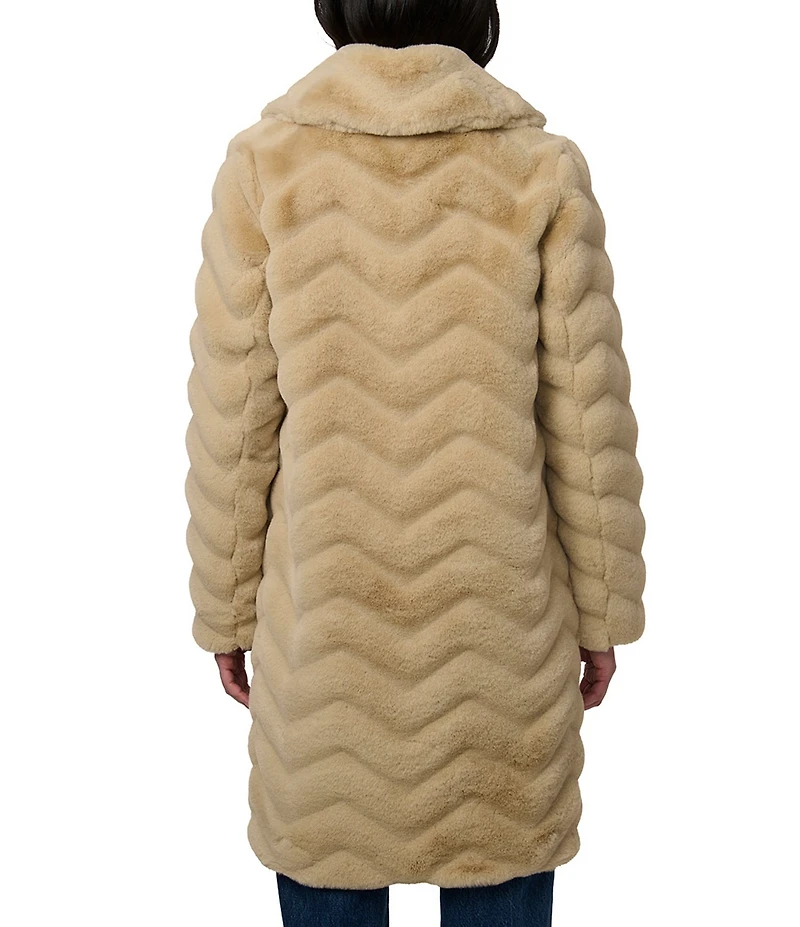 Bernardo Faux Fur Notch Collar Oversize Fit Single Breasted Coat