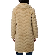 Bernardo Faux Fur Notch Collar Oversize Fit Single Breasted Coat