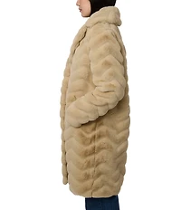 Bernardo Faux Fur Notch Collar Oversize Fit Single Breasted Coat