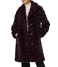 Bernardo Faux Fur Notch Collar Oversize Fit Single Breasted Coat
