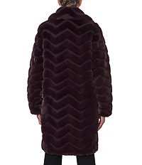 Bernardo Faux Fur Notch Collar Oversize Fit Single Breasted Coat