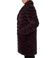 Bernardo Faux Fur Notch Collar Oversize Fit Single Breasted Coat