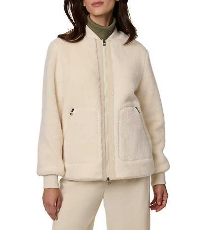 Bernardo Faux Sherpa Rib Collar Zip Front Jacket