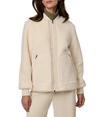 Bernardo Faux Sherpa Rib Collar Zip Front Jacket