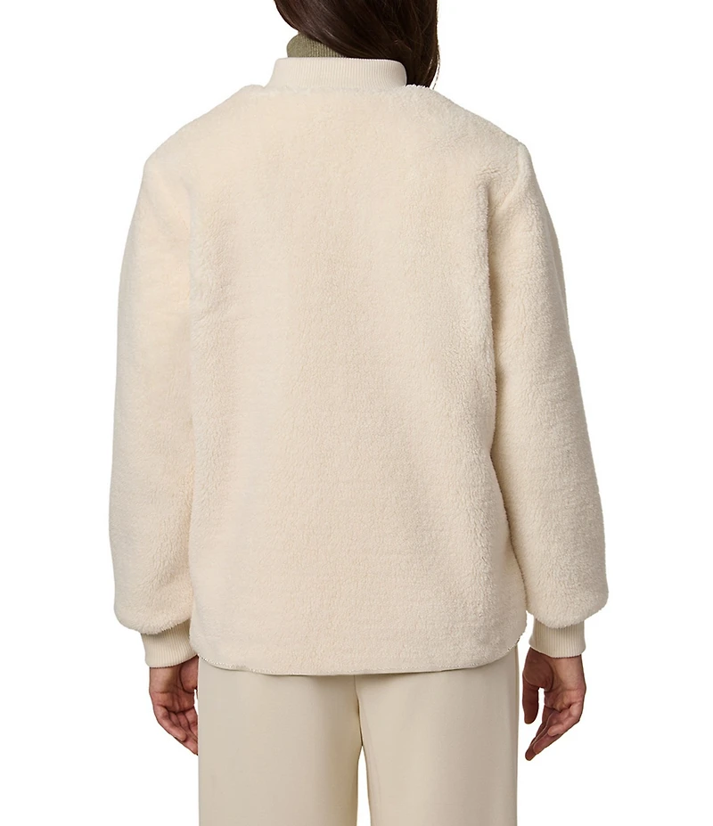 Bernardo Faux Sherpa Rib Collar Zip Front Jacket