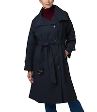 Bernardo Soft Cotton Blend Belted Button Front Trench Coat
