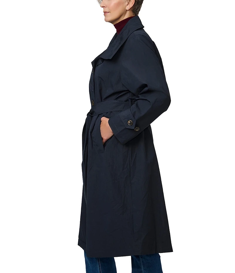 Bernardo Soft Cotton Blend Belted Button Front Trench Coat