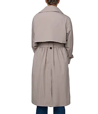 Bernardo Soft Cotton Blend Belted Button Front Trench Coat