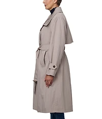 Bernardo Soft Cotton Blend Belted Button Front Trench Coat