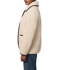Bernardo Soft Sherpa Contrast Trim Button Front Jacket