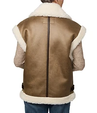 Bernardo Soft Sherpa Point Collar Sleeveless Zip Front Vest