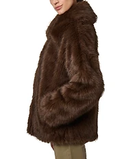 Bernardo Tipped Faux Fur Collar Button Front Poncho Coat