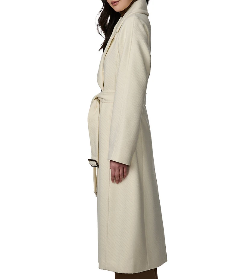 Bernardo Woven Belted Double Breasted Coat