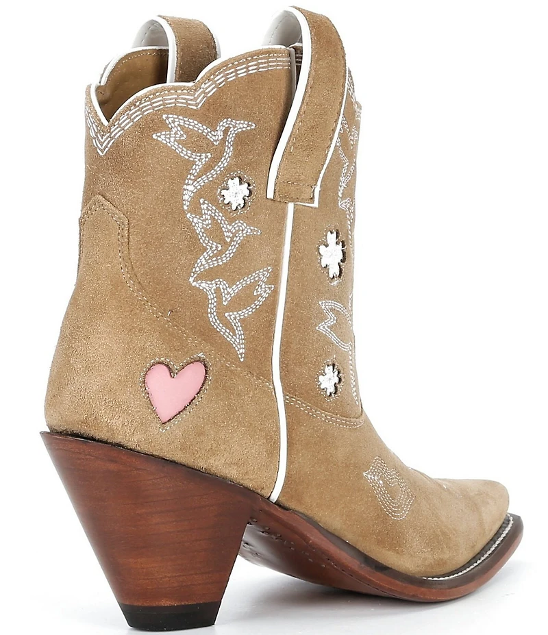 Besita Boots Nectar Leather Hearts Slip On Cone Heel Western Booties
