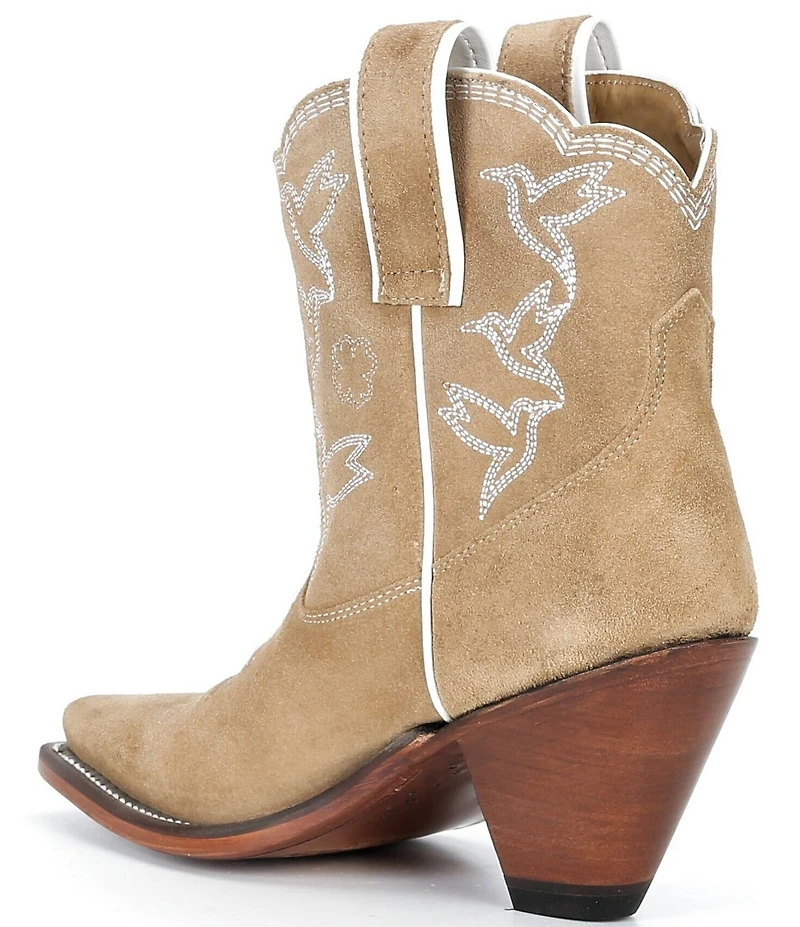 Besita Boots Nectar Leather Hearts Slip On Cone Heel Western Booties