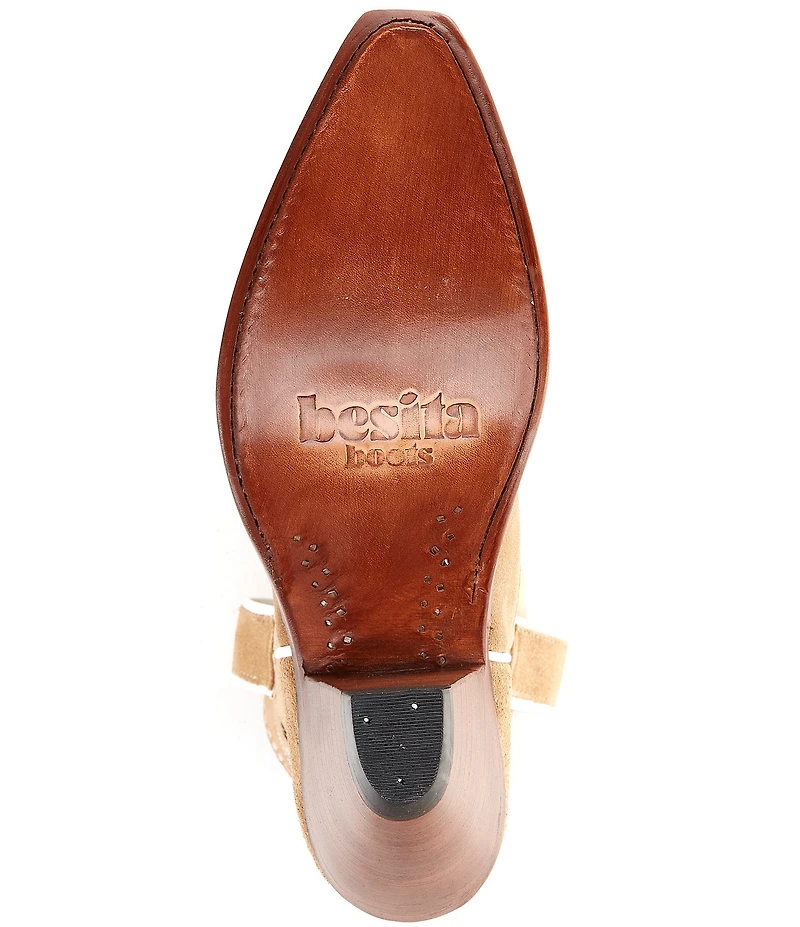 Besita Boots Nectar Leather Hearts Slip On Cone Heel Western Booties