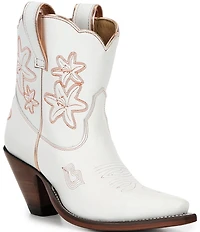 Besita Boots The Bliss Leather Floral Snip Toe Western Booties