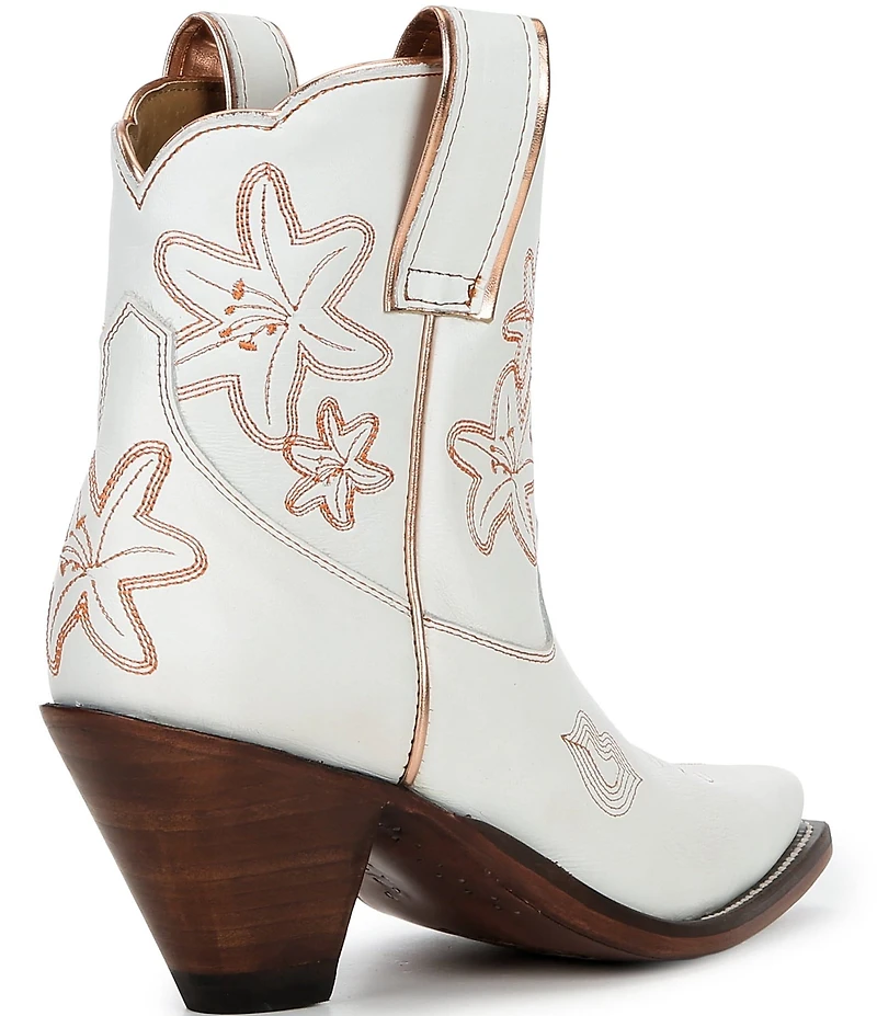 Besita Boots The Bliss Leather Floral Snip Toe Western Booties
