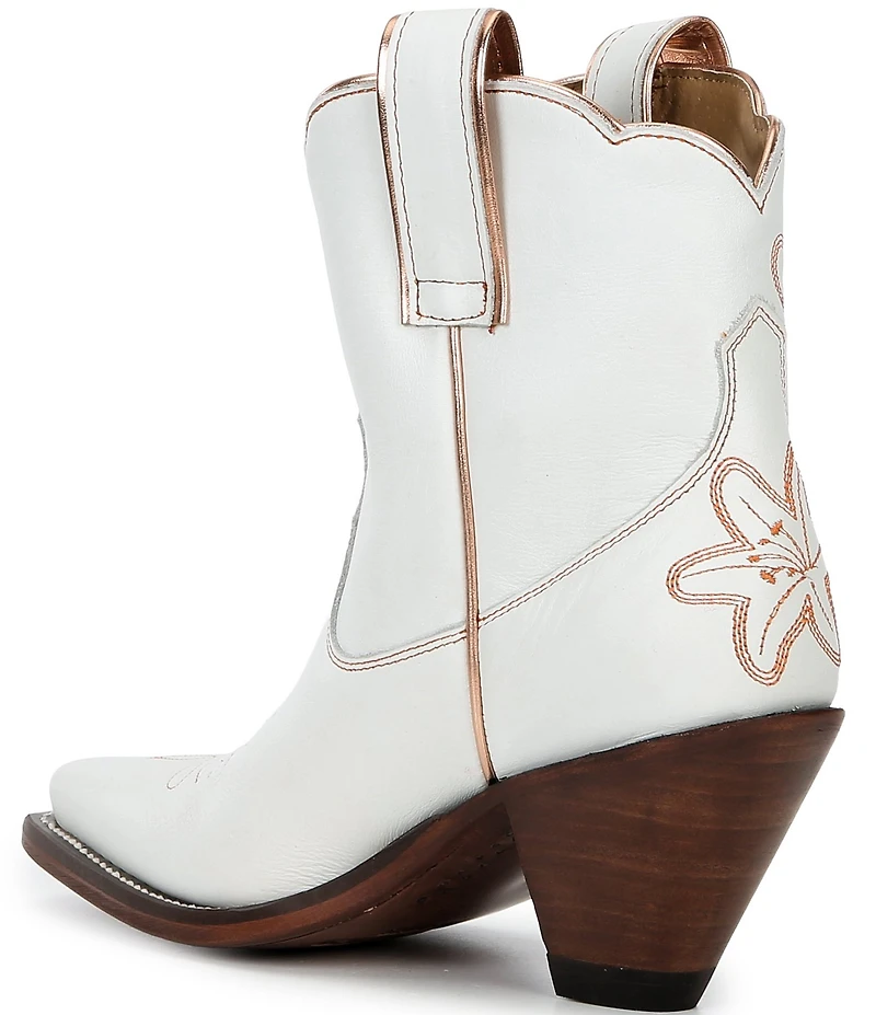 Besita Boots The Bliss Leather Floral Snip Toe Western Booties