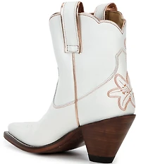Besita Boots The Bliss Leather Floral Snip Toe Western Booties