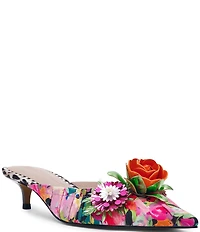 Betsey Johnson Abigayl Floral Ornamented Kitten Heel Mules