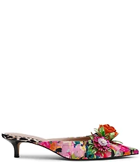 Betsey Johnson Abigayl Floral Ornamented Kitten Heel Mules