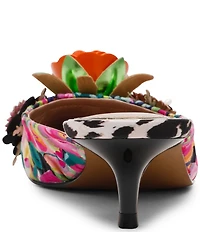 Betsey Johnson Abigayl Floral Ornamented Kitten Heel Mules