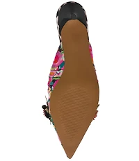 Betsey Johnson Abigayl Floral Ornamented Kitten Heel Mules