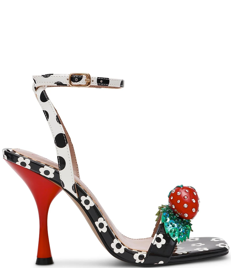 Betsey Johnson Addison Flower Print Strawberry Ornament Dress Sandals