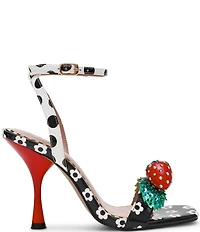 Betsey Johnson Addison Flower Print Strawberry Ornament Dress Sandals
