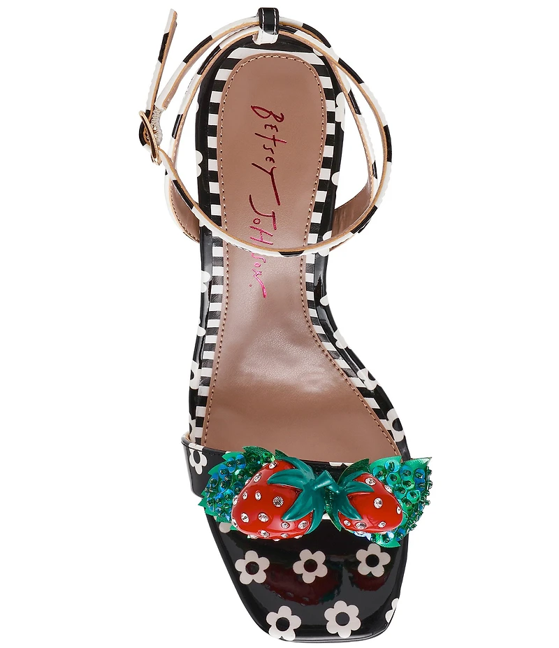 Betsey Johnson Addison Flower Print Strawberry Ornament Dress Sandals