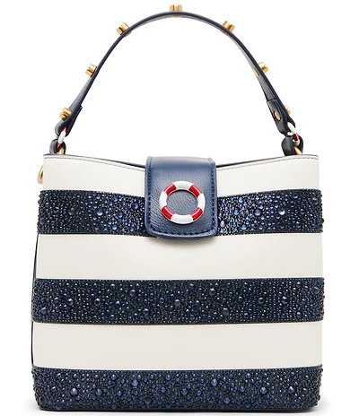 Betsey Johnson Ahoy, Gorgeous Rhinestone Stripe Bucket Bag