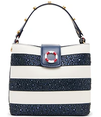 Betsey Johnson Ahoy, Gorgeous Rhinestone Stripe Bucket Bag