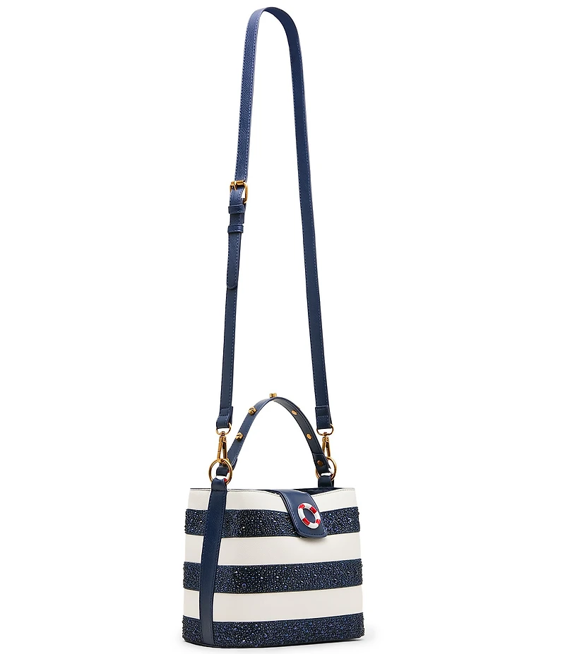 Betsey Johnson Ahoy, Gorgeous Rhinestone Stripe Bucket Bag