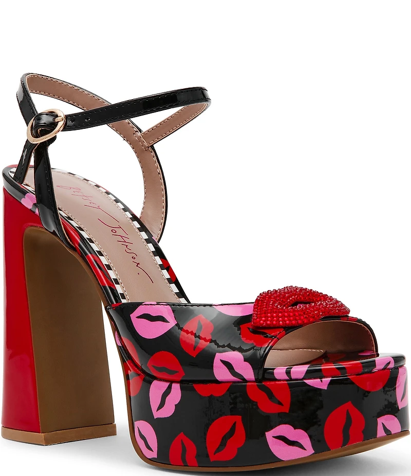 Betsey Johnson Allyson Lip Print Platform Dress Sandals