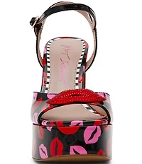 Betsey Johnson Allyson Lip Print Platform Dress Sandals