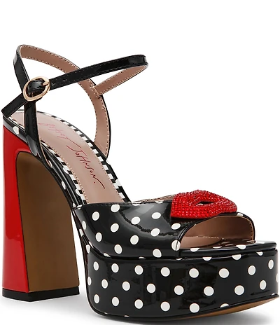 Betsey Johnson Allyson Polka Dot Print Platform Dress Sandals