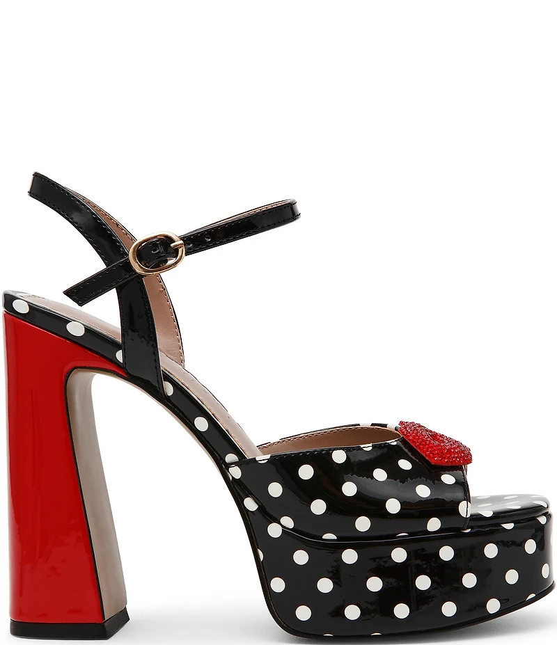 Betsey Johnson Allyson Polka Dot Print Platform Dress Sandals