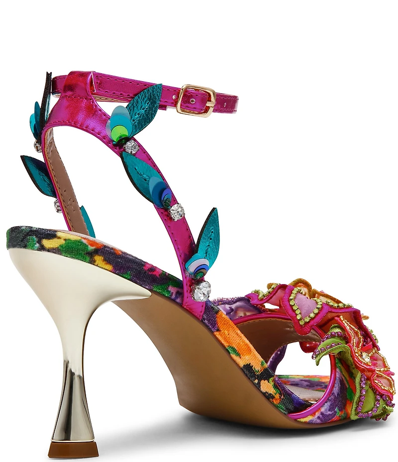 Betsey Johnson Annalee Floral Embellished Ankle Strap Dress Sandals