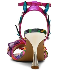 Betsey Johnson Annalee Floral Embellished Ankle Strap Dress Sandals