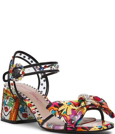 Betsey Johnson Ardell Iconic Artwork Capsule Designed Block Heel Dress Sandals