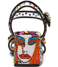 Betsey Johnson Ardell Iconic Artwork Capsule Designed Block Heel Dress Sandals