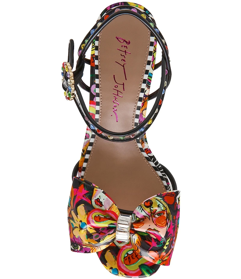 Betsey Johnson Ardell Iconic Artwork Capsule Designed Block Heel Dress Sandals