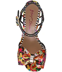 Betsey Johnson Ardell Iconic Artwork Capsule Designed Block Heel Dress Sandals